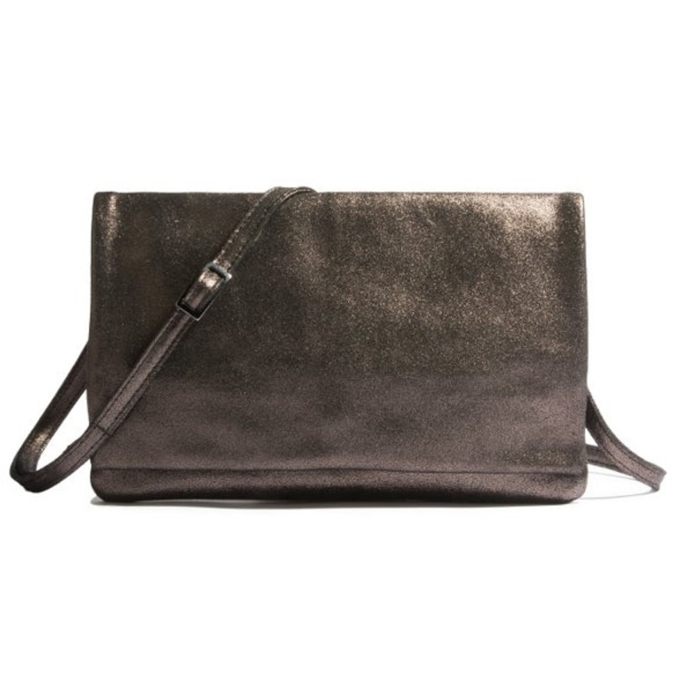 🔥🔥Johnny Was Gemma Laminated Suede Gunmetal Convertible Clutch NWT - Picture 5 of 15